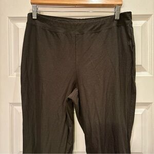 Eileen Fisher Washable Stretch Crepe Slim Pants Large Pull On Knit Olive Green